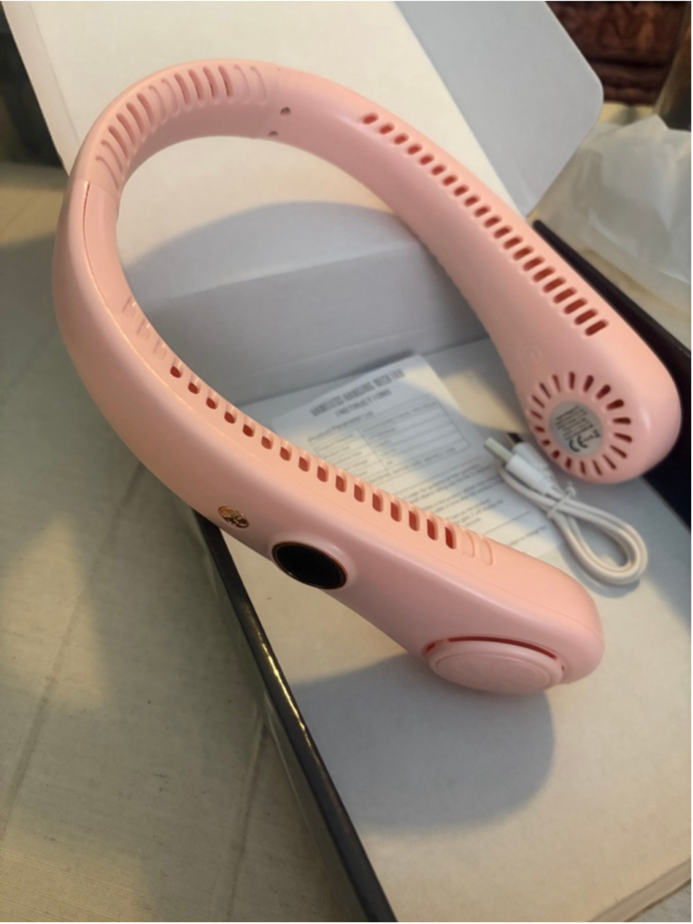 Pink Rechargeable Hanging Neck Fan - Picture 7 of 8